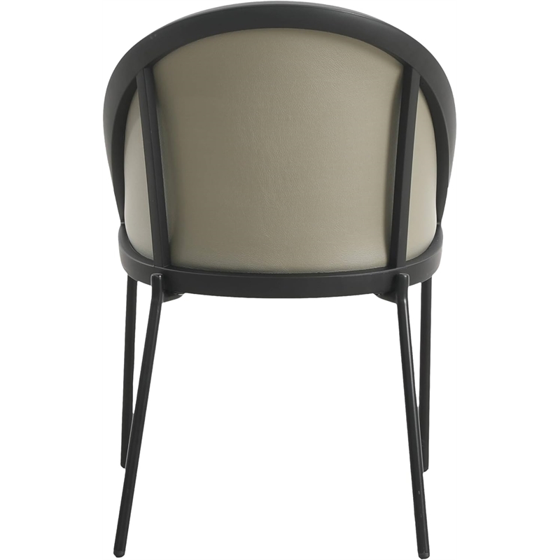 LeisureMod Urbane Faux Leather Dining Chair with Metal Legs Olive Green