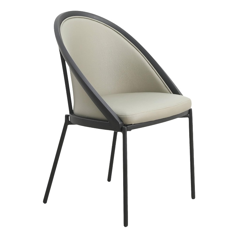 LeisureMod Urbane Faux Leather Dining Chair with Metal Legs Olive Green