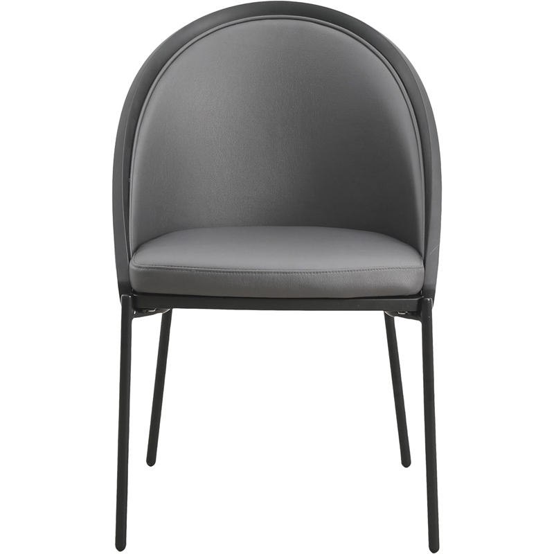 LeisureMod Urbane Faux Leather Dining Chair with Metal Legs Charcoal
