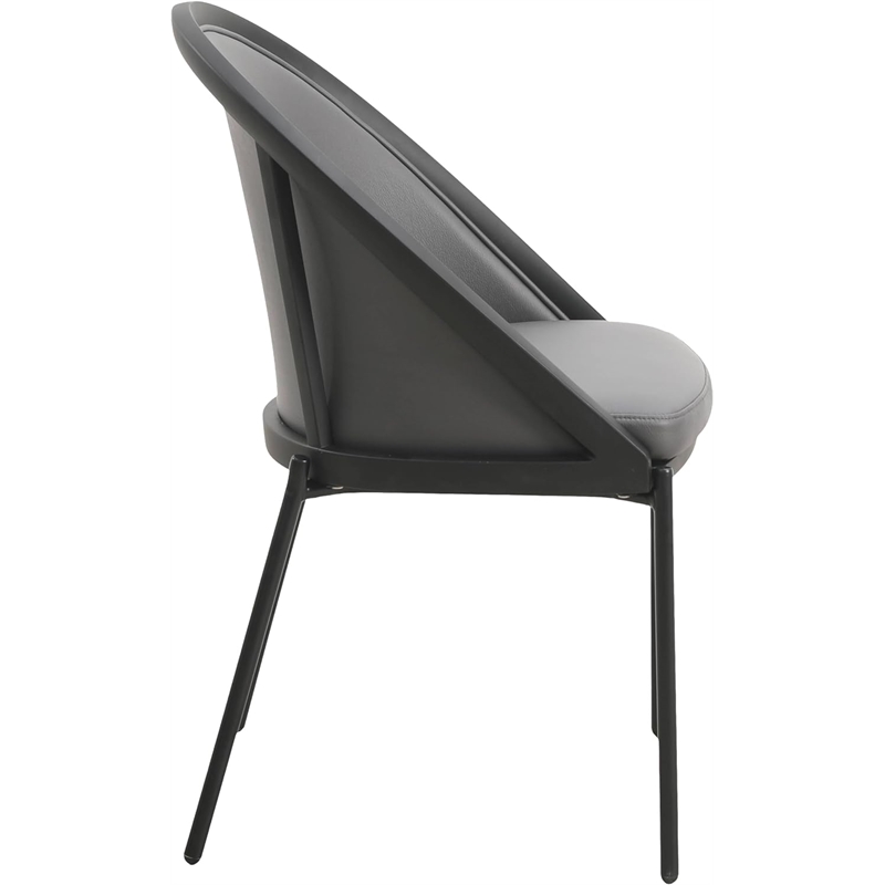 LeisureMod Urbane Faux Leather Dining Chair with Metal Legs Charcoal