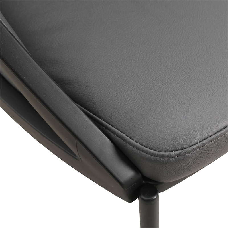 LeisureMod Urbane Faux Leather Dining Chair with Metal Legs Charcoal