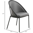LeisureMod Urbane Faux Leather Dining Chair with Metal Legs Charcoal