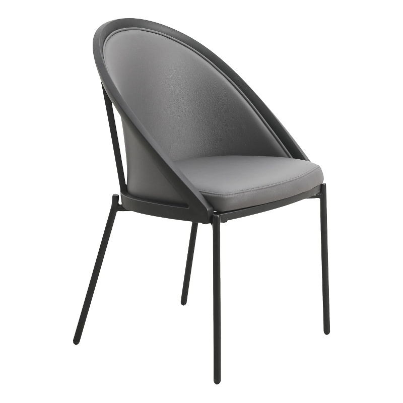 LeisureMod Urbane Faux Leather Dining Chair with Metal Legs Charcoal