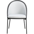 LeisureMod Urbane Faux Leather Dining Chair with Metal Legs Light Gray