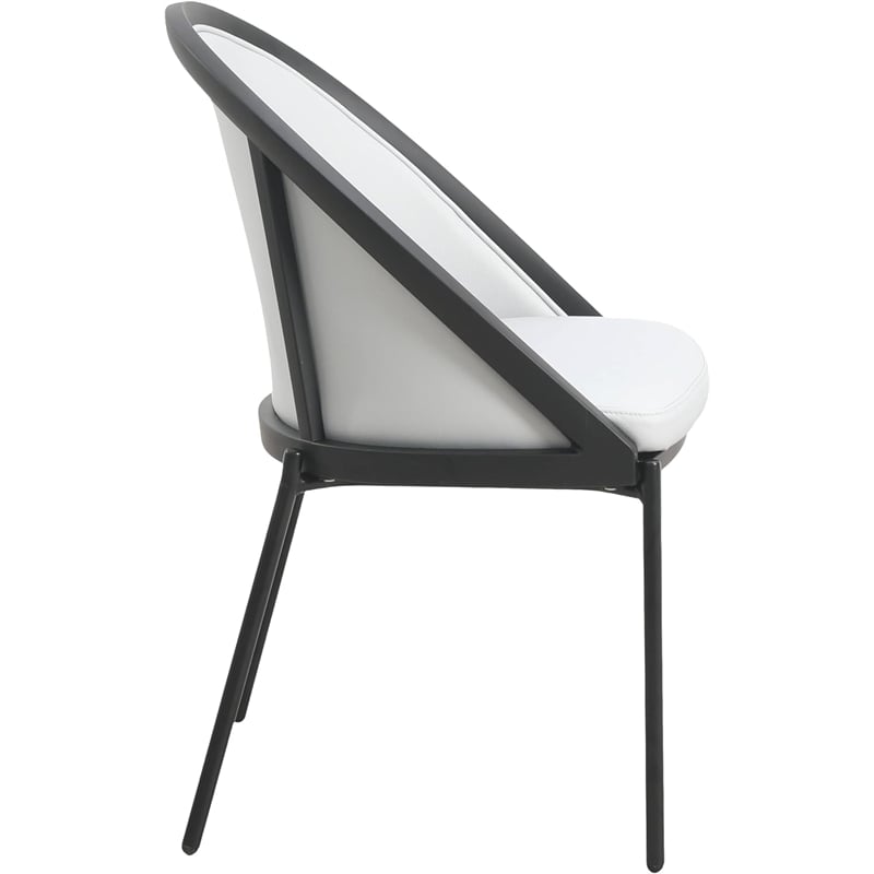 LeisureMod Urbane Faux Leather Dining Chair with Metal Legs Light Gray