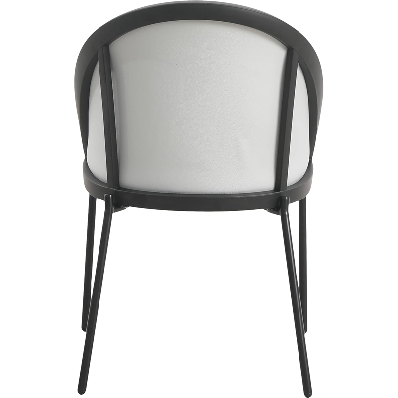 LeisureMod Urbane Faux Leather Dining Chair with Metal Legs Light Gray