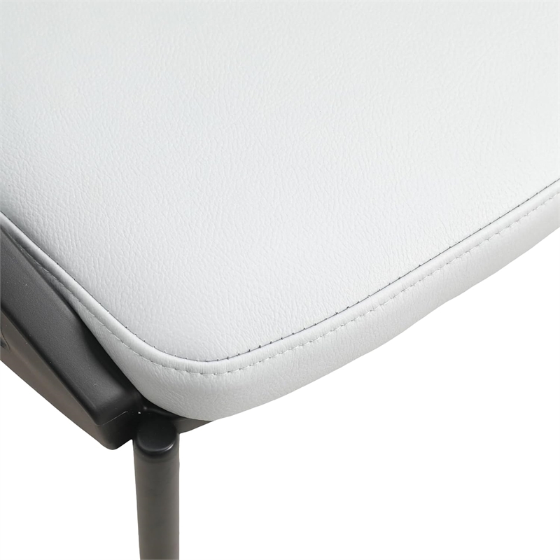 LeisureMod Urbane Faux Leather Dining Chair with Metal Legs Light Gray