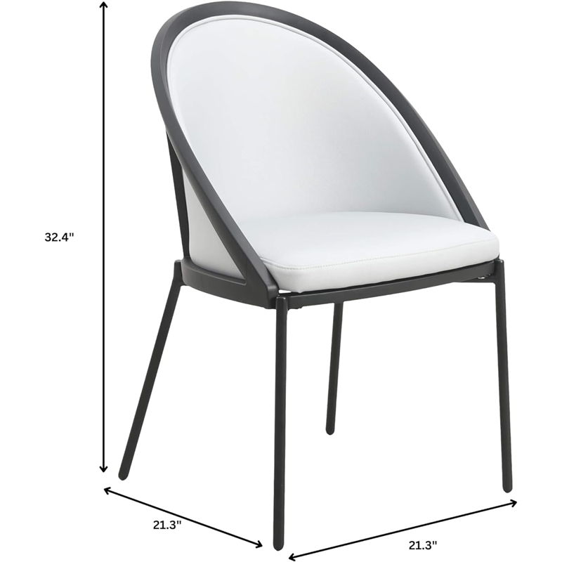 LeisureMod Urbane Faux Leather Dining Chair with Metal Legs Light Gray