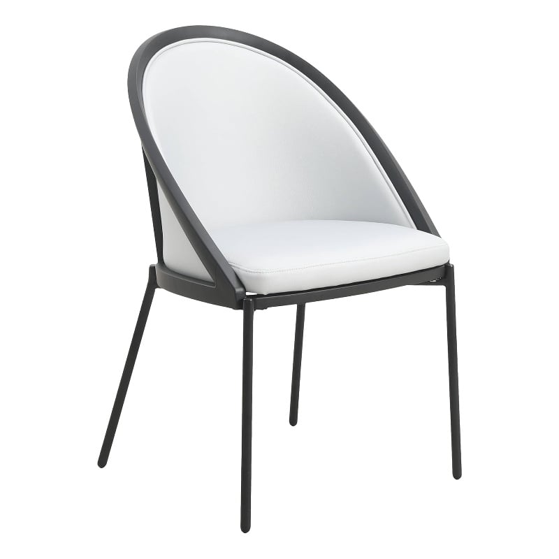 LeisureMod Urbane Faux Leather Dining Chair with Metal Legs Light Gray