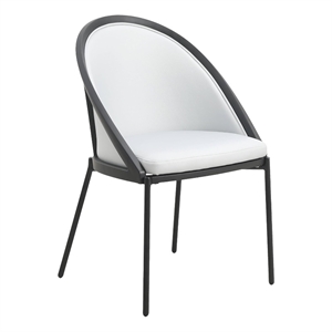 LeisureMod Urbane Faux Leather Dining Chair with Metal Legs Light Gray
