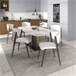 LeisureMod Aspen Dining Chair with Leather Seat and Iron Legs Black