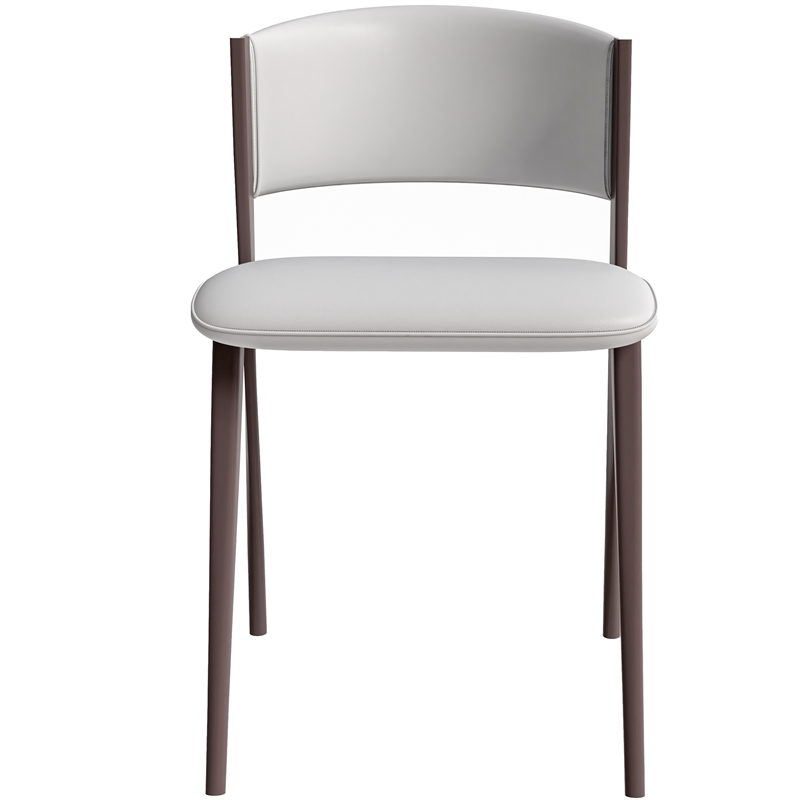 LeisureMod Aspen Dining Chair with Leather Seat and Iron Legs Black