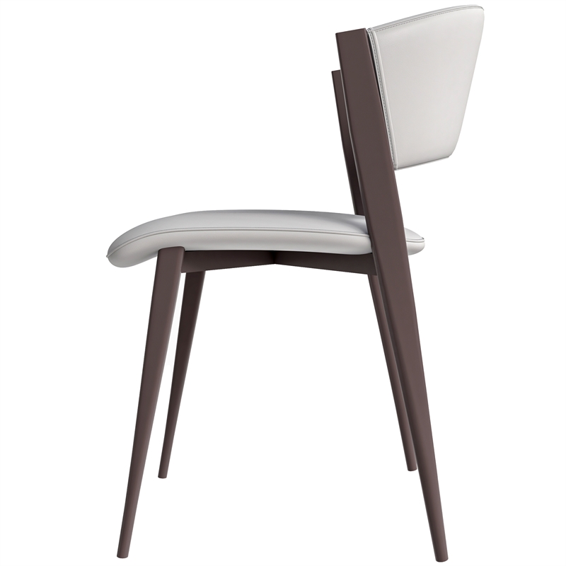 LeisureMod Aspen Dining Chair with Leather Seat and Iron Legs Black