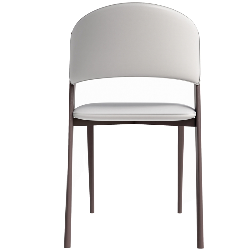 LeisureMod Aspen Dining Chair with Leather Seat and Iron Legs Black
