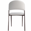 LeisureMod Aspen Dining Chair with Leather Seat and Iron Legs Black
