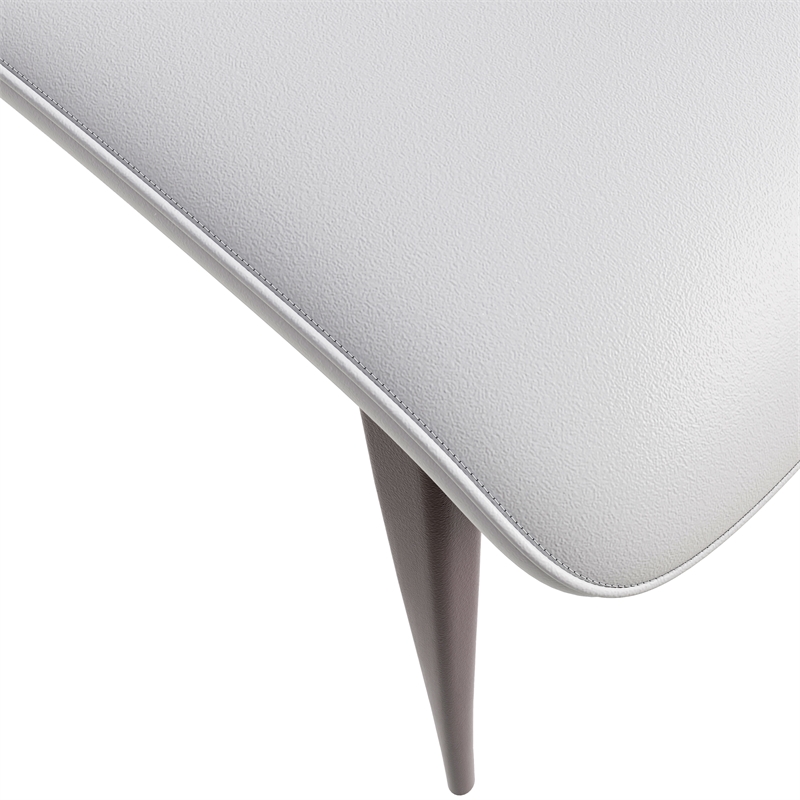 LeisureMod Aspen Dining Chair with Leather Seat and Iron Legs Black