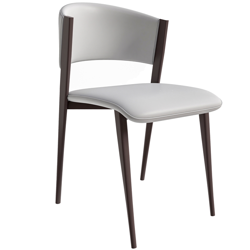 LeisureMod Aspen Dining Chair with Leather Seat and Iron Legs Black