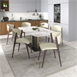 LeisureMod Aspen Dining Chair with Leather Seat and Iron Legs Light Gray