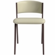 LeisureMod Aspen Dining Chair with Leather Seat and Iron Legs Light Gray