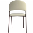 LeisureMod Aspen Dining Chair with Leather Seat and Iron Legs Light Gray