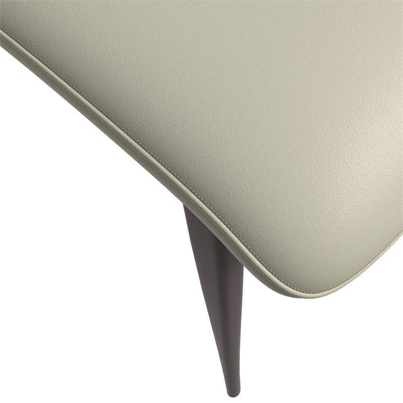 LeisureMod Aspen Dining Chair with Leather Seat and Iron Legs Light Gray