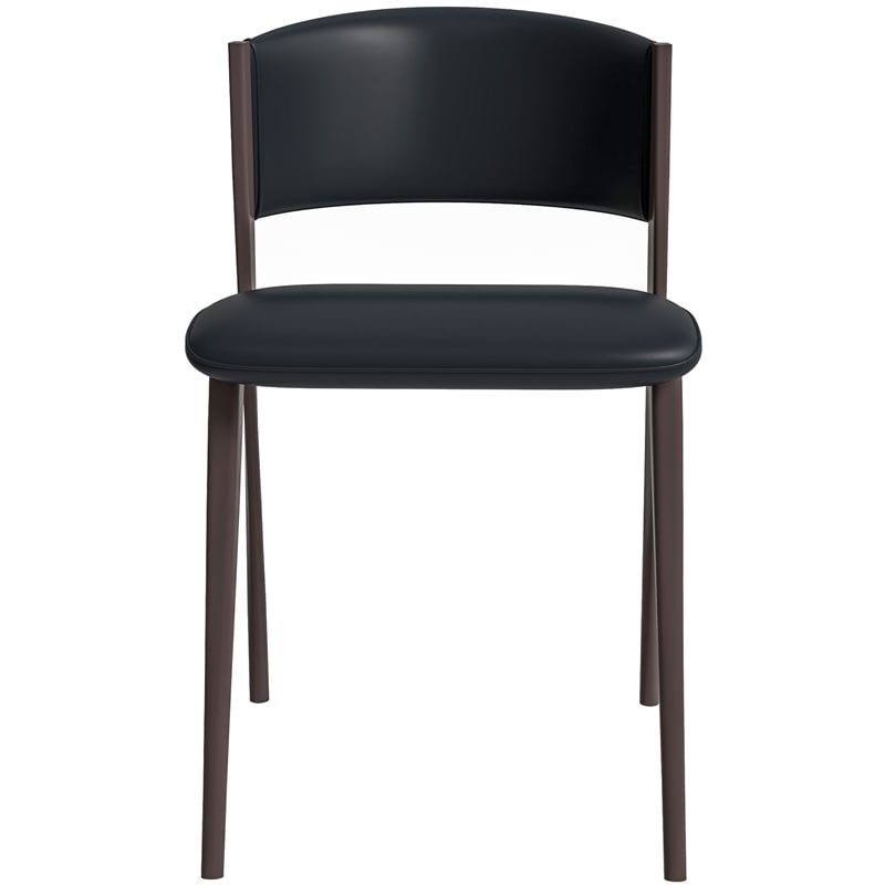 LeisureMod Aspen Dining Chair with Leather Seat and Iron Legs White