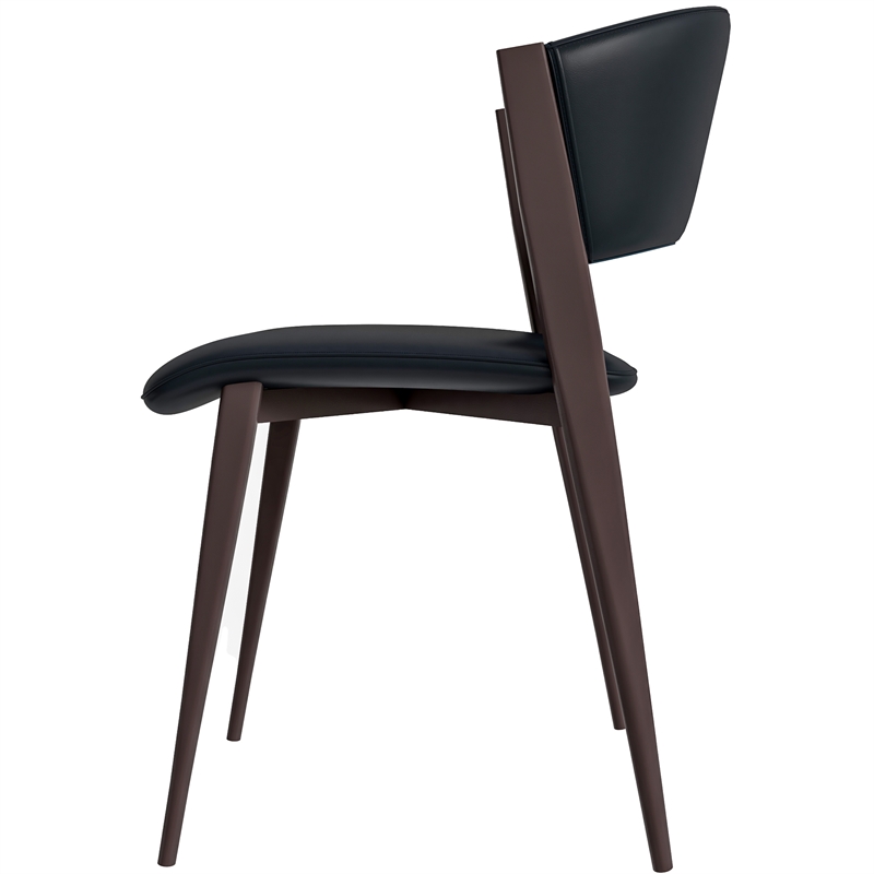 LeisureMod Aspen Dining Chair with Leather Seat and Iron Legs White