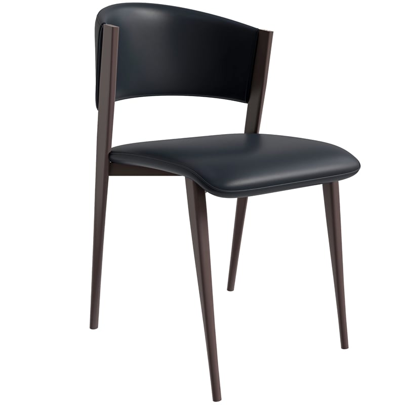 LeisureMod Aspen Dining Chair with Leather Seat and Iron Legs White