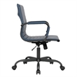 LeisureMod Harris Leather Office Swivel Chair with Iron Frame in Blue