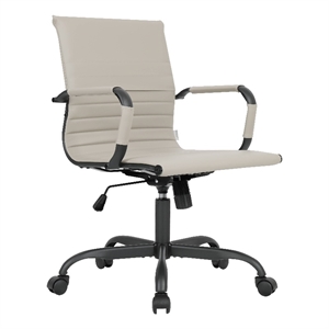 LeisureMod Harris Leather Office Swivel Chair with Iron Frame in Teal