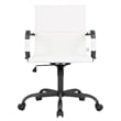 LeisureMod Harris Leather Office Swivel Chair with Iron Frame in White