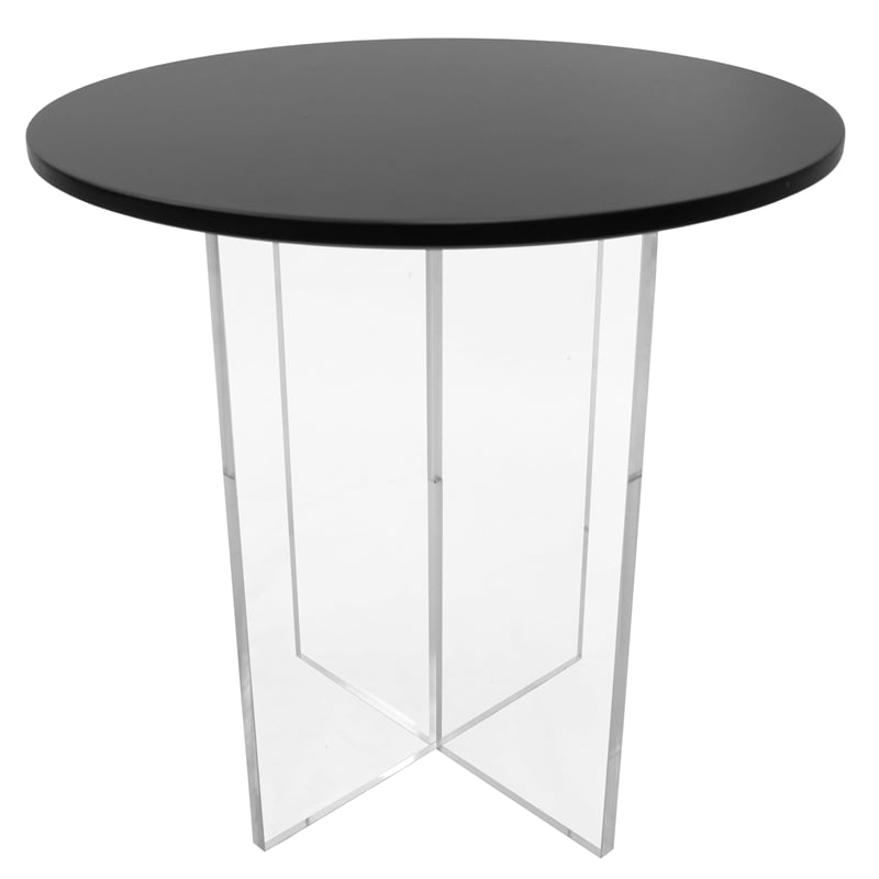LeisureMod Valore Coffee Table with Round Tabletop and Cross Legs in Black 20