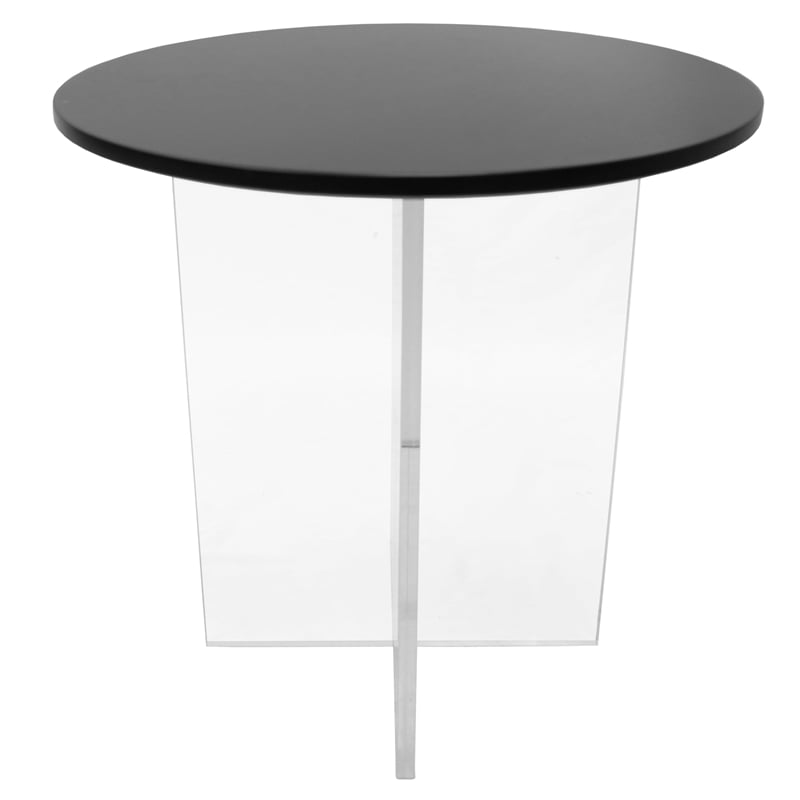 LeisureMod Valore Coffee Table with Round Tabletop and Cross Legs in Black 20