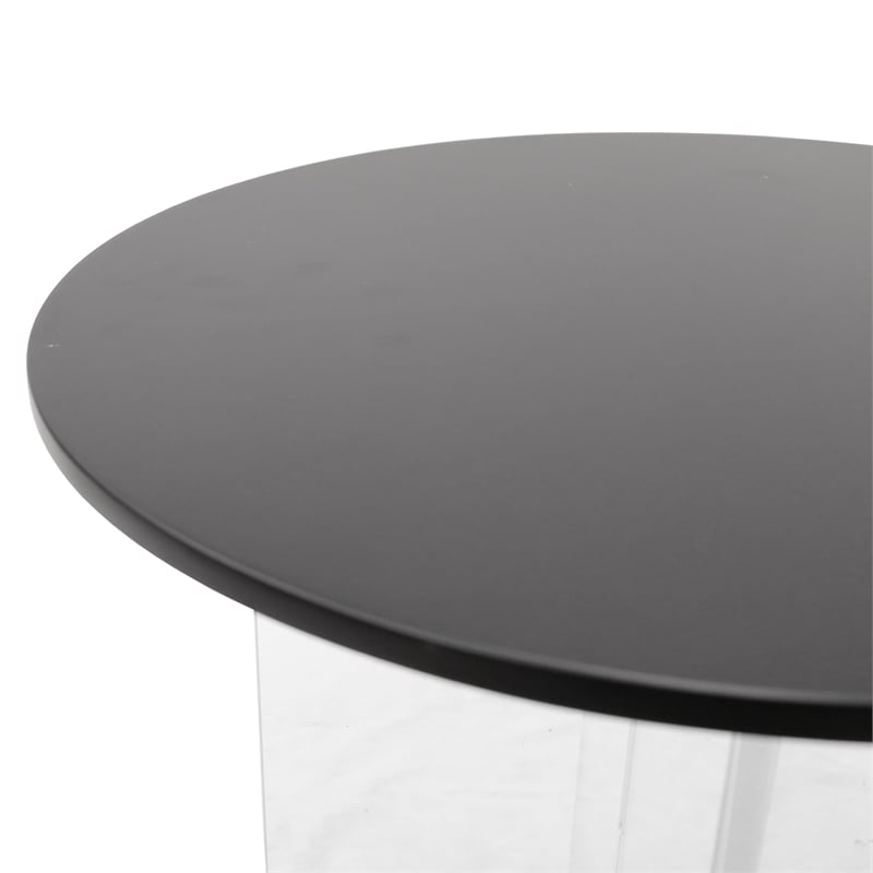 LeisureMod Valore Coffee Table with Round Tabletop and Cross Legs in Black 20