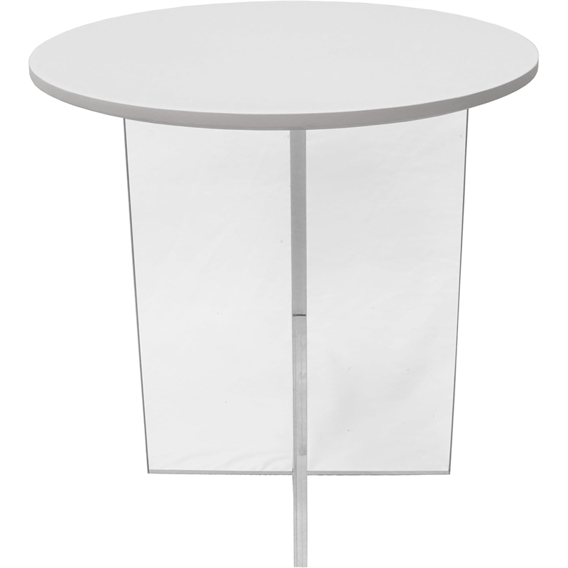 LeisureMod Valore Coffee Table with Round Tabletop and Cross Legs in White 20