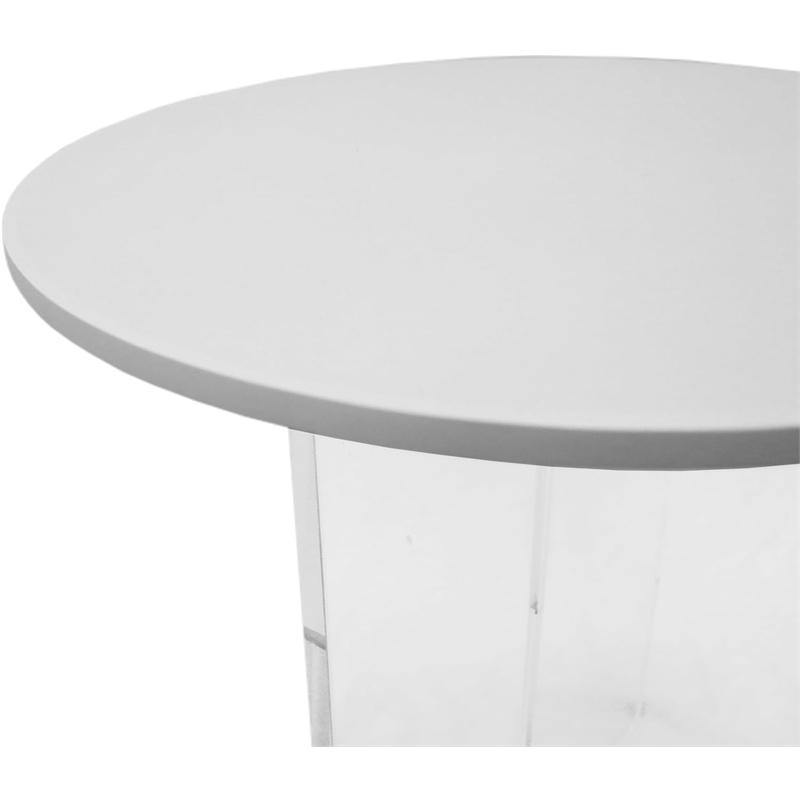 LeisureMod Valore Coffee Table with Round Tabletop and Cross Legs in White 20