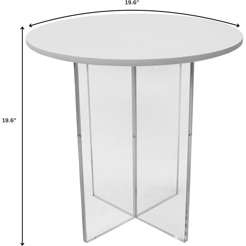 LeisureMod Valore Coffee Table with Round Tabletop and Cross Legs in White 20