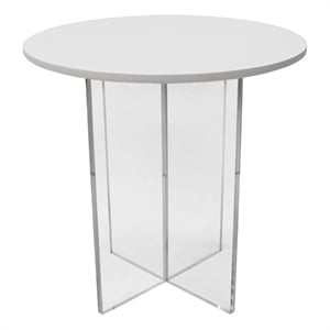 LeisureMod Valore Coffee Table with Round Tabletop and Cross Legs in White 20&quot