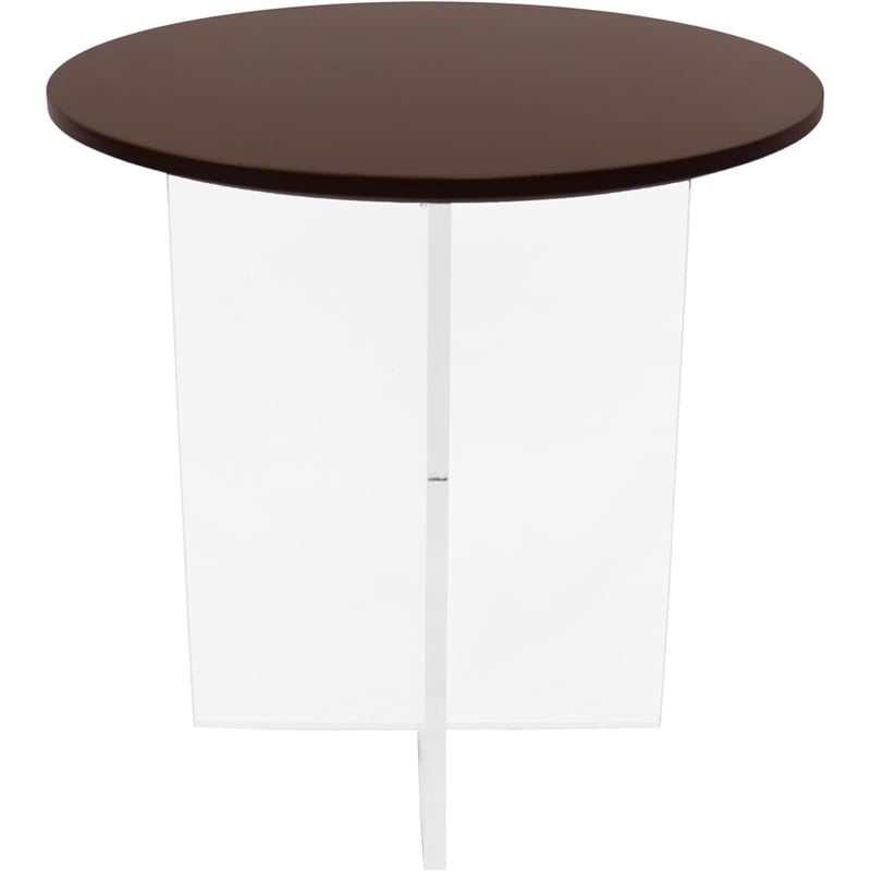 LeisureMod Valore Coffee Table with Round Tabletop and Cross Legs in Walnut 20