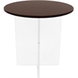 LeisureMod Valore Coffee Table with Round Tabletop and Cross Legs in Walnut 20