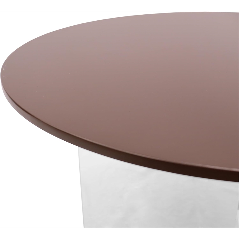 LeisureMod Valore Coffee Table with Round Tabletop and Cross Legs in Walnut 20