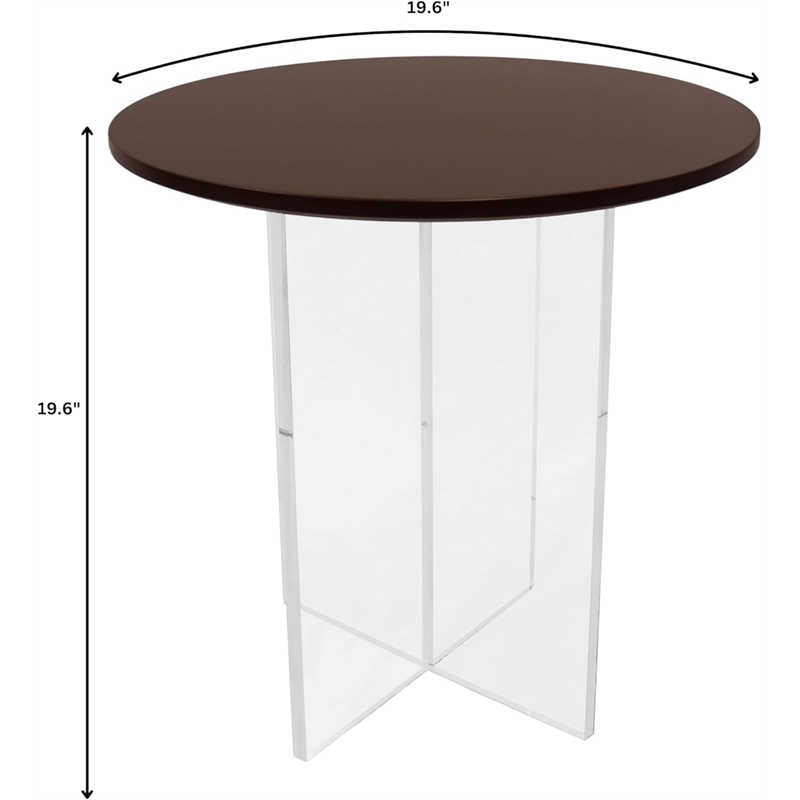 LeisureMod Valore Coffee Table with Round Tabletop and Cross Legs in Walnut 20