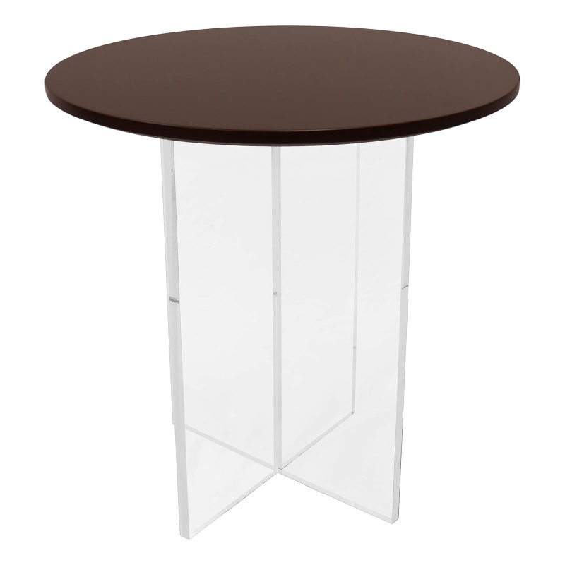 LeisureMod Valore Coffee Table with Round Tabletop and Cross Legs in Walnut 20