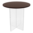LeisureMod Valore Coffee Table with Round Tabletop and Cross Legs in Walnut 20
