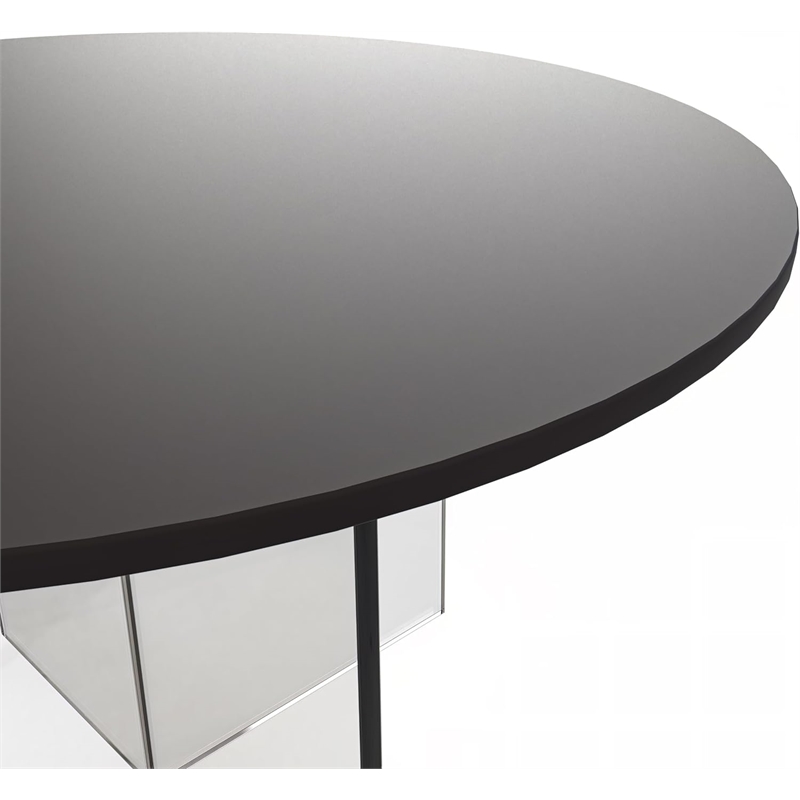 LeisureMod Valore Coffee Table with Round Tabletop and Cross Legs in Black 28