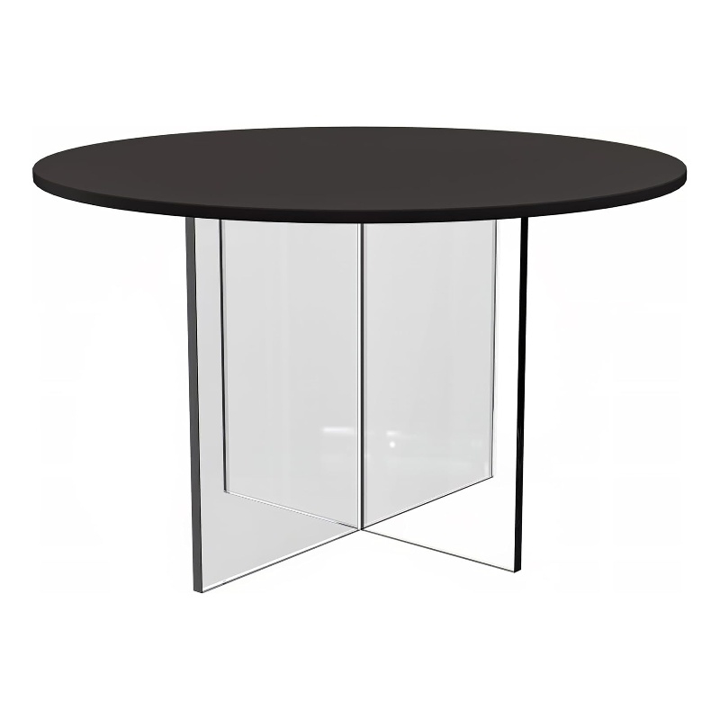 LeisureMod Valore Coffee Table with Round Tabletop and Cross Legs in Black 28