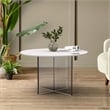 LeisureMod Valore Coffee Table with Round Tabletop and Cross Legs in White 28