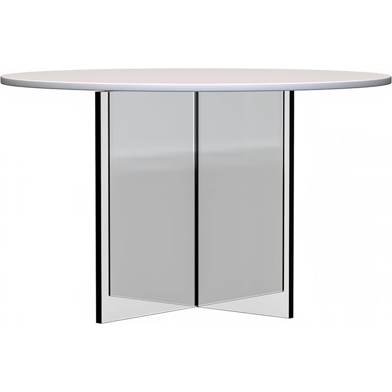 LeisureMod Valore Coffee Table with Round Tabletop and Cross Legs in White 28