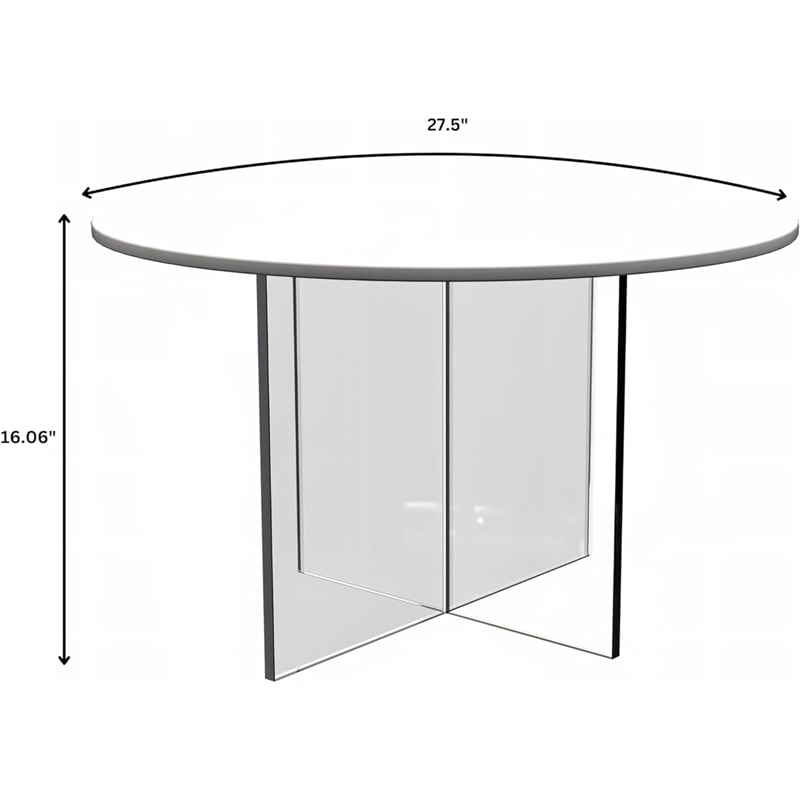 LeisureMod Valore Coffee Table with Round Tabletop and Cross Legs in White 28