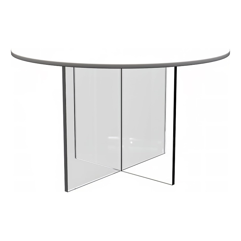 LeisureMod Valore Coffee Table with Round Tabletop and Cross Legs in White 28